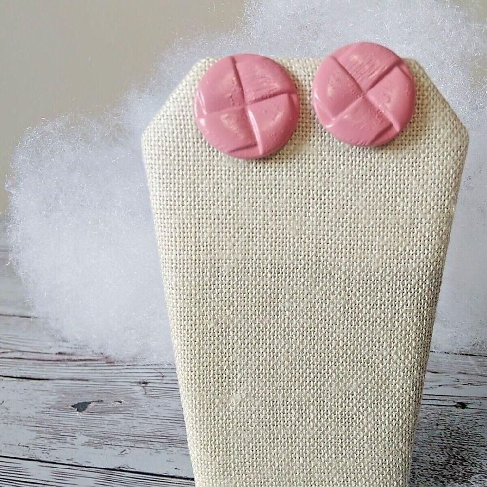Women's Pink1980s Vintage Button Earrings